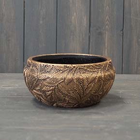 Golden Planter Bowl with Leaf Design (8cm) detail page